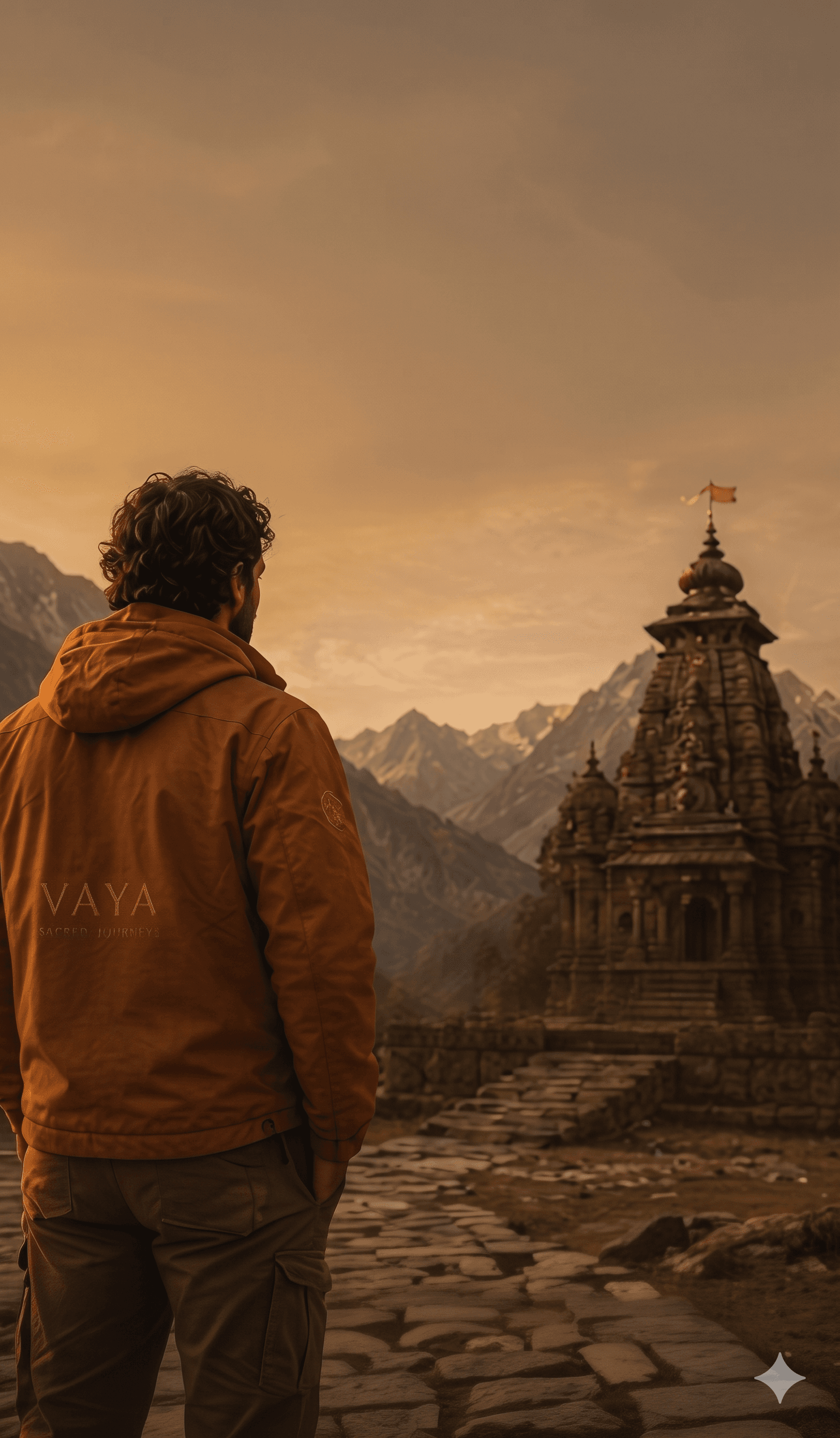 Pilgrim approaching a Himalayan temple on the 12 Jyotirlinga circuit