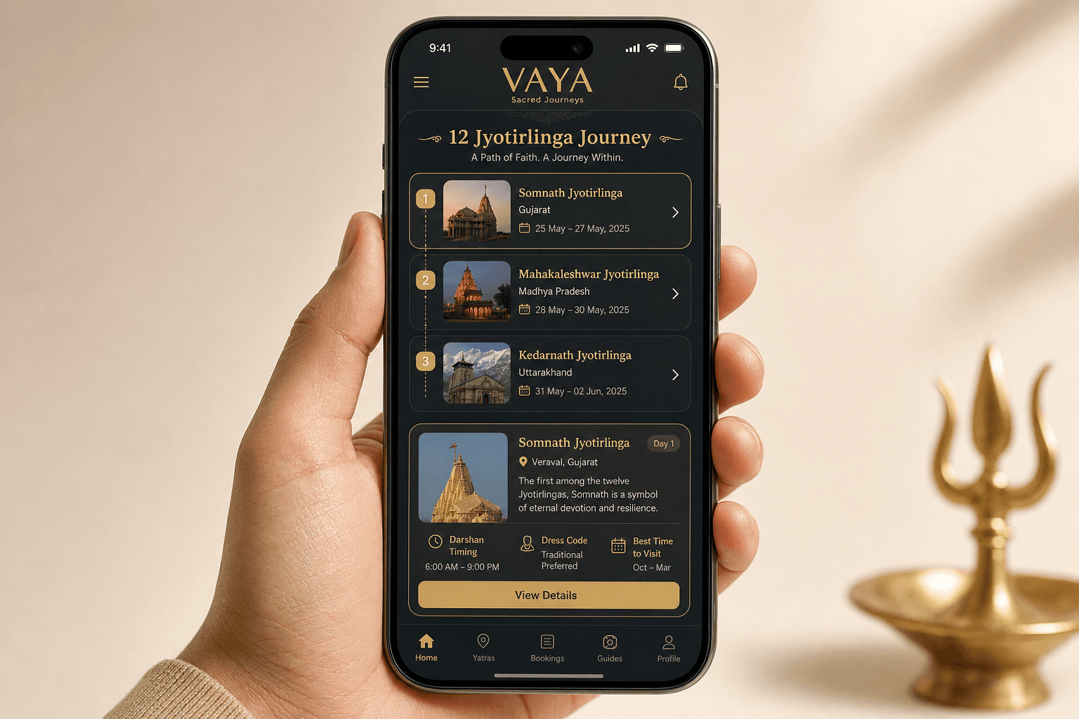 VAYA app itinerary on smartphone